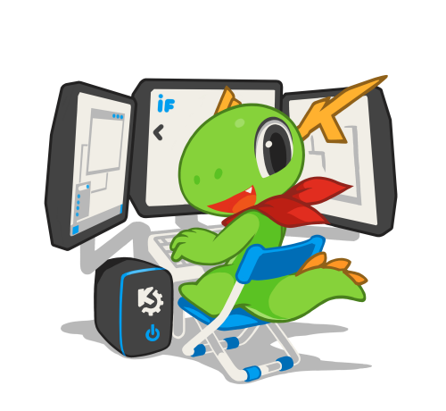 Konqi, de KDE mascotte